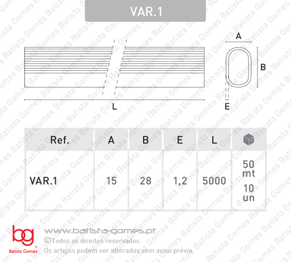 Var�o oval em Alum�nio frizado